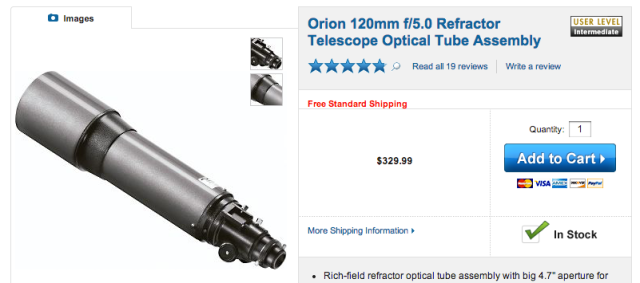АНУ-ын Orion фирмийн 80мм ф/5 дуран. Энэ дурангийн объективийн фокусын зай хэд вэ?